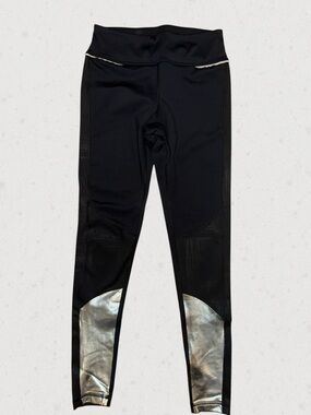 Alaia Black Leggings with Silver Accent Panels